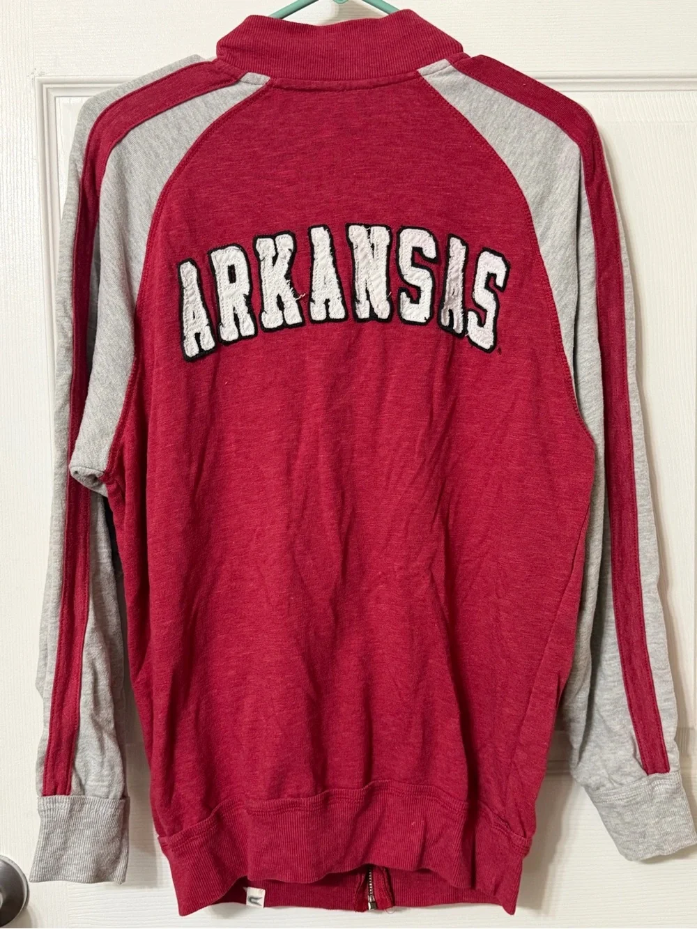 Men's Maroon and Light Gray Full-Zip Track Sweater Jacket